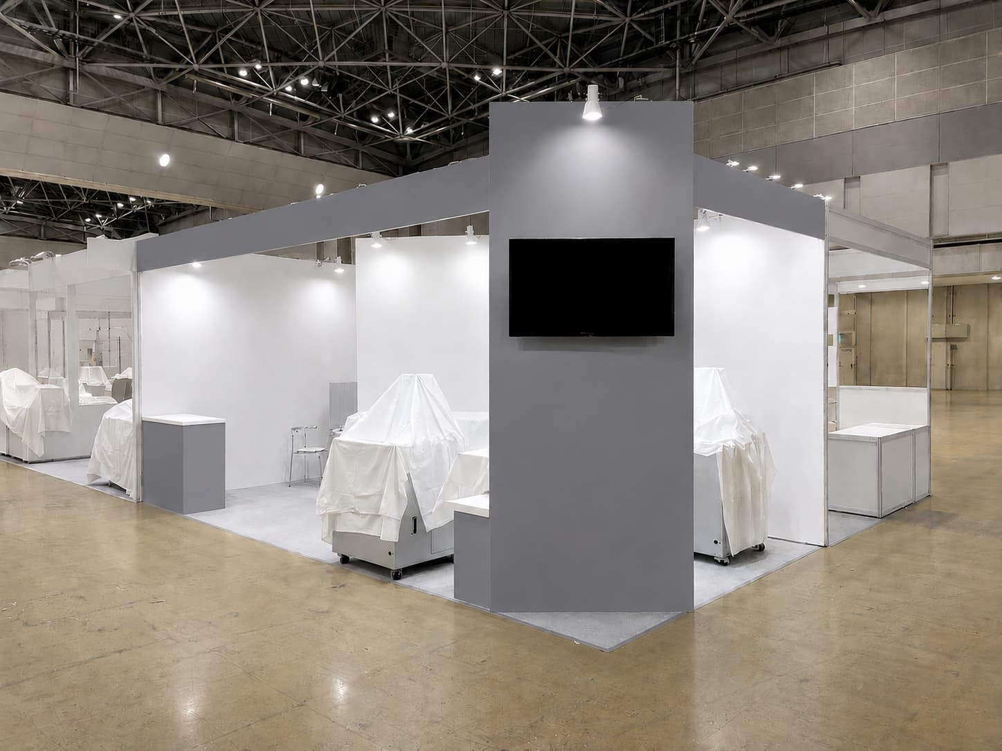 展示会ブースの施工例(グレー・大型)
