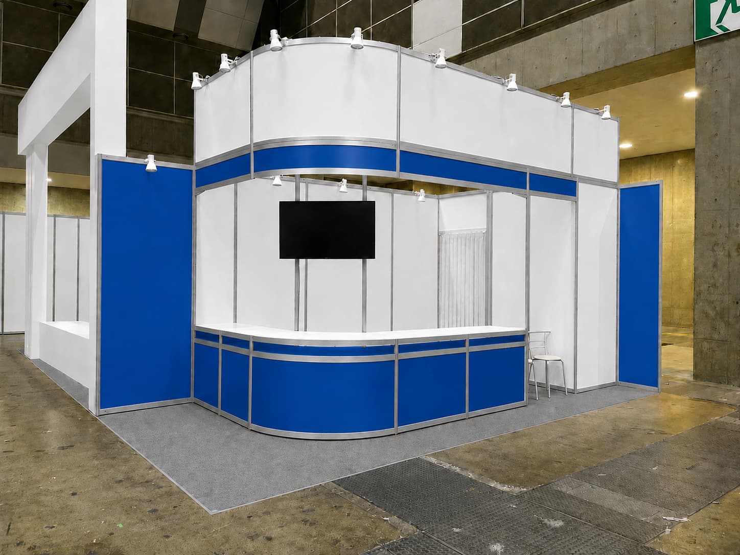 展示会ブースの施工例(ブルー)