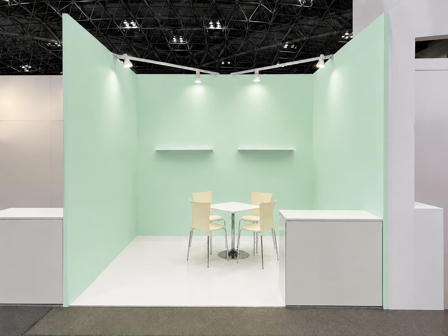 展示会ブースの施工例(ミントグリーン)